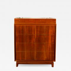  American of Martinsville American of Martinsville walnut Mid Century Modern high chest with brass inlay - 2035845