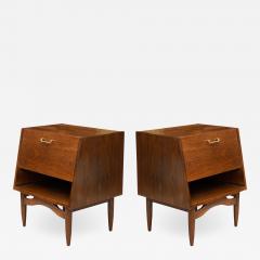  American of Martinsville Dania Nightstands in Walnut by Merton Gershun for American of Martinsville Pair - 1645472