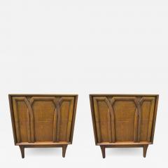  American of Martinsville Lovely Pair Lattice Front Walnut Night Stands Mid century Modern - 1768732