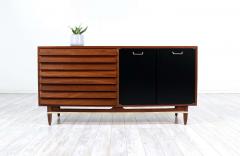  American of Martinsville Merton Gershun Walnut Dresser with Lacquered Doors Brass Accents - 2283486