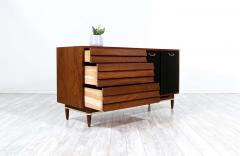  American of Martinsville Merton Gershun Walnut Dresser with Lacquered Doors Brass Accents - 2283489