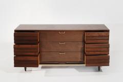  American of Martinsville Mid Century Modern Walnut Dresser with Brass Accents C 1950s - 3712113