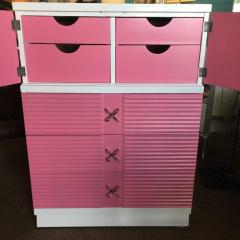  American of Martinsville Mid Century Pink and White Tall Chest of Drawers Dresser by Martinsville - 1798460