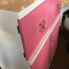  American of Martinsville Mid Century Pink and White Tall Chest of Drawers Dresser by Martinsville - 1798463