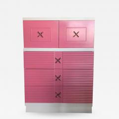  American of Martinsville Mid Century Pink and White Tall Chest of Drawers Dresser by Martinsville - 1798900