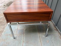  American of Martinsville Pair McCobb style American of Martinsville End Table Chrome Walnut Mid Century - 4729479