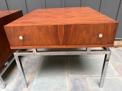  American of Martinsville Pair McCobb style American of Martinsville End Table Chrome Walnut Mid Century - 4729480