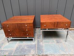  American of Martinsville Pair McCobb style American of Martinsville End Table Chrome Walnut Mid Century - 4729555