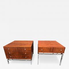 American of Martinsville Pair McCobb style American of Martinsville End Table Chrome Walnut Mid Century - 4731013