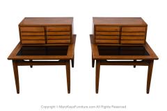  American of Martinsville Pair Mid Century Two Tier End Tables Nightstands American of Martinsville - 2979669