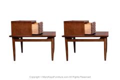  American of Martinsville Pair Mid Century Two Tier End Tables Nightstands American of Martinsville - 2979672