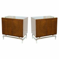  American of Martinsville Pair of American Modern Burled front Bedside Tables American of Martinsville - 4161734