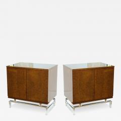  American of Martinsville Pair of American Modern Burled front Bedside Tables American of Martinsville - 4166434