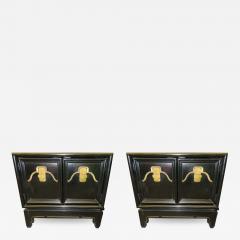  American of Martinsville Pair of Chinoiserie Style Asian Modern Lacquered Nightstands Mid Century - 1636264