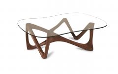  Amorph Ivy Coffee Table in Walnut Wood with Natural Stain and 1 2 Tempered Glass - 2338723