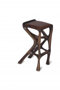  Amorph Modern Barstool Solid Wood with Leather and Stained Rusted Walnut - 588914