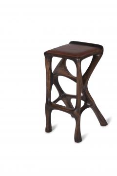  Amorph Modern Barstool Solid Wood with Leather and Stained Rusted Walnut - 588917