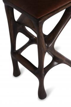  Amorph Modern Barstool Solid Wood with Leather and Stained Rusted Walnut - 588919