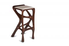  Amorph Modern Barstool Solid Wood with White Leather and Stained Walnut - 684394