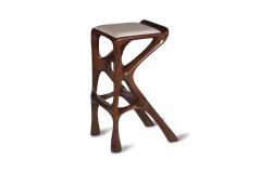  Amorph Modern Barstool Solid Wood with White Leather and Stained Walnut - 684395