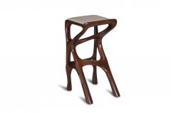  Amorph Modern Barstool Solid Wood with White Leather and Stained Walnut - 684396