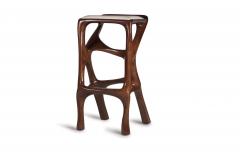  Amorph Modern Barstool Solid Wood with White Leather and Stained Walnut - 684397
