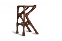  Amorph Modern Barstool Solid Wood with White Leather and Stained Walnut - 684399