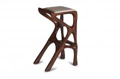  Amorph Modern Barstool Solid Wood with White Leather and Stained Walnut - 684401