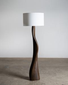  Amorph Roman floor lamp in Ash wood Graphite Walnut stain with Ivory silk shade - 4484379