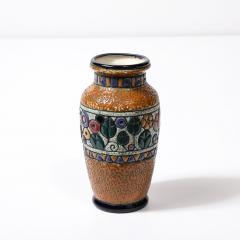  Amphora Ceramics Art Deco Ceramic Vase w Hummingbird in Multicolor Linear Glazing signed Amphora - 3600192
