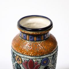  Amphora Ceramics Art Deco Ceramic Vase w Hummingbird in Multicolor Linear Glazing signed Amphora - 3600193