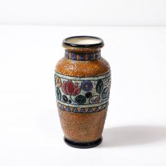  Amphora Ceramics Art Deco Ceramic Vase w Hummingbird in Multicolor Linear Glazing signed Amphora - 3600200