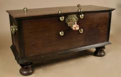  An original and decorative Dutch Colonial Hard wood chest with brass mounts - 3264657