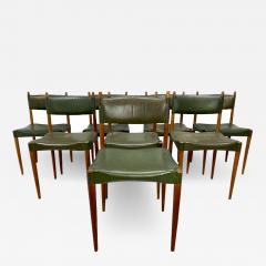  Anders Jensen 1950s Set of 8 Danish Leather Dining Chairs by Anders Jensen - 2940218