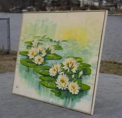  Anderson Large Abstract Waterlilies Painting Oil on Canvas Signed Anderson Circa 1970s - 4118042