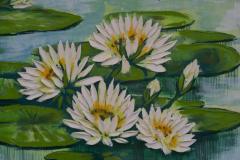  Anderson Large Abstract Waterlilies Painting Oil on Canvas Signed Anderson Circa 1970s - 4118066