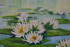 Anderson Large Abstract Waterlilies Painting Oil on Canvas Signed Anderson Circa 1970s - 4118074