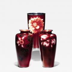  Ando A Showa period red gin bari trumpet vase by Ando - 2473052