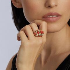  Andr Vassort Paris Andr Vassort Paris Coral and Diamond Bomb Ring - 3133159