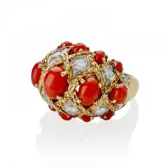  Andr Vassort Paris Andr Vassort Paris Coral and Diamond Bomb Ring - 3133160