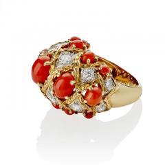  Andr Vassort Paris Andr Vassort Paris Coral and Diamond Bomb Ring - 3133161