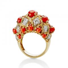  Andr Vassort Paris Andr Vassort Paris Coral and Diamond Bomb Ring - 3133163