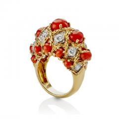  Andr Vassort Paris Andr Vassort Paris Coral and Diamond Bomb Ring - 3133174