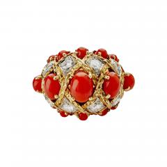  Andr Vassort Paris Andr Vassort Paris Coral and Diamond Bomb Ring - 3134999