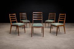  Angelini Set of Six Dining Chairs in Caviuna Hardwood and Suede by Angelini Brazil - 4488706