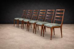  Angelini Set of Six Dining Chairs in Caviuna Hardwood and Suede by Angelini Brazil - 4488707