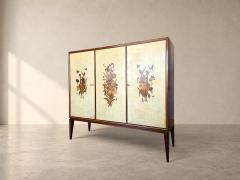  Anzani Italian Parchment Sideboard or Bar Cabinet with Floral Inlays Anzani 1950s - 4792773