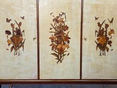  Anzani Italian Parchment Sideboard or Bar Cabinet with Floral Inlays Anzani 1950s - 4792779