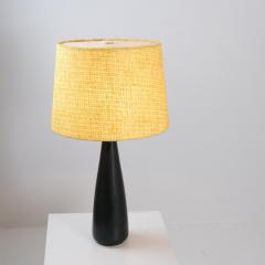 Arabia Mid Century Modern Ceramic Table Lamp in Black With Yellow Shade Arabia 1950s - 4360256