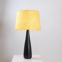 Arabia Mid Century Modern Ceramic Table Lamp in Black With Yellow Shade Arabia 1950s - 4360257